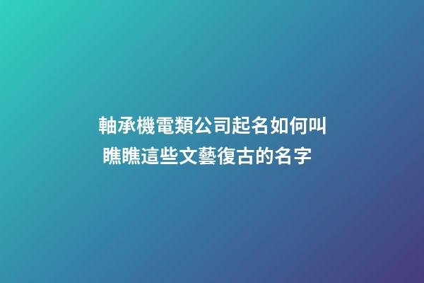 軸承機電類公司起名如何叫 瞧瞧這些文藝復古的名字-第1張-公司起名-玄機派